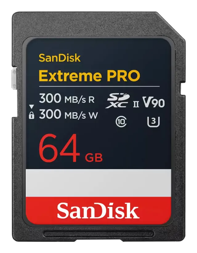 Secure Digital SDXC 64 GB SanDisk Extreme Pro, 300/300 MB/sek, Class 10, UHS-II U3, V90