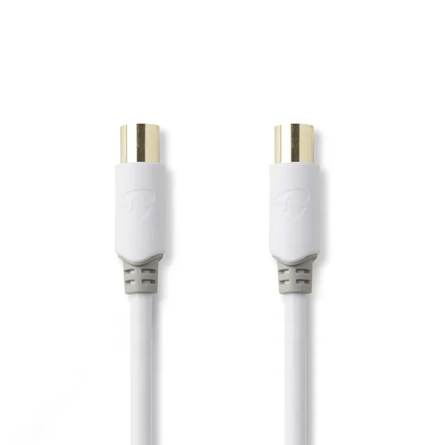 Koaxialkabel | IEC (Koax) Hane | IEC (Koax) Hona | Guldplaterad | 100 dB | 75 Ohm | Dubbelskärmad | 2.00 m | Rund | PVC | Vit | Låda