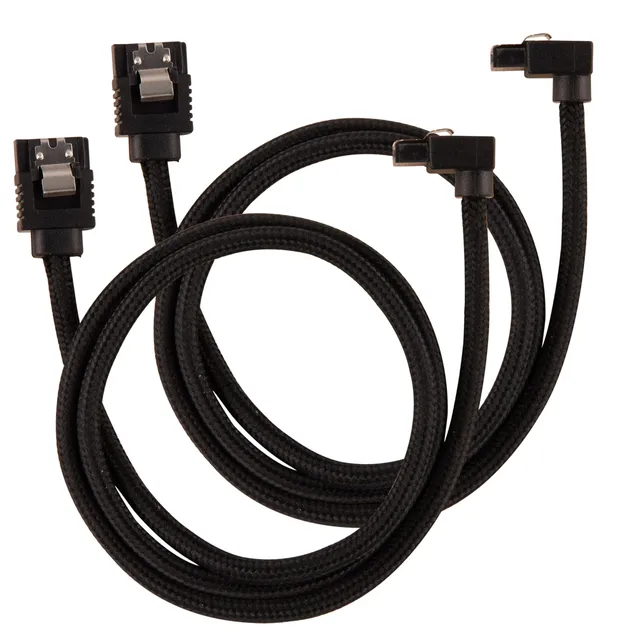 SATA-kabel Vinklad Svart 60cm 2-pack