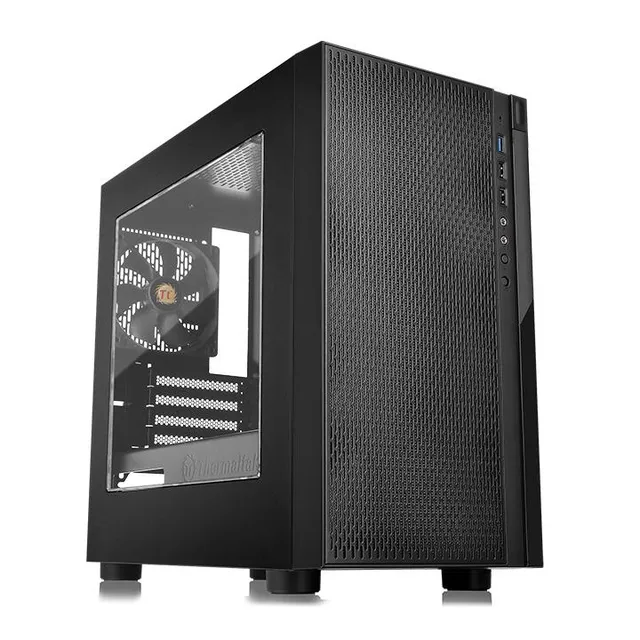 Versa H18 - Tower - micro ATX - genomskinlig sidopanel - ingen strömförsörjning (PS/2) - svart - USB/ljud