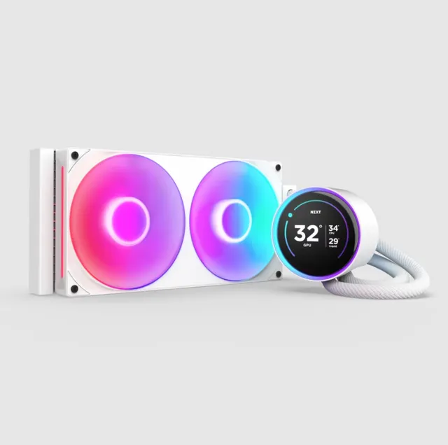 Kraken Elite 280 RGB - Kylsystem med vätska till processorn - med LCD-display - (för: LGA115x Socket, LGA1200, LGA1700, AM4, AM5) - koppar - 140 mm - matt vit