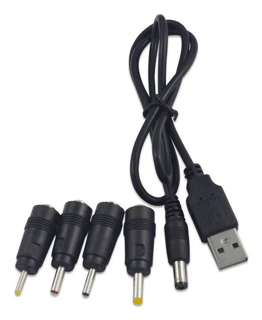 1m Strömkabel USB till DC med 5 kontakter USB DC POwer