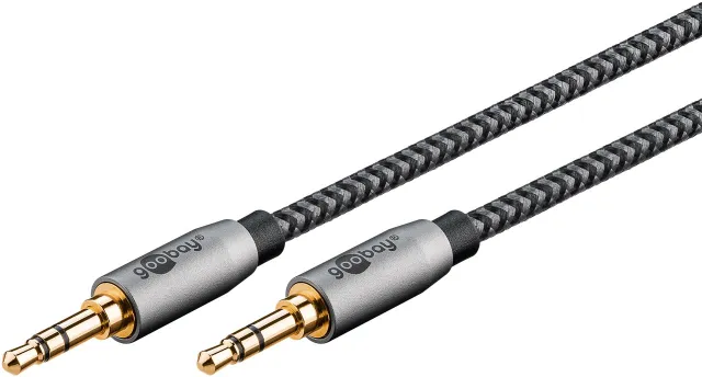 Ljudanslutningskabel AUX, 3,5 mm stereo, 1 m, Sharkskin Grey Pawl 3,5 mm plugg (3-stift, Stereo) > Pawl 3,5 mm plugg (3-stift, Stereo)