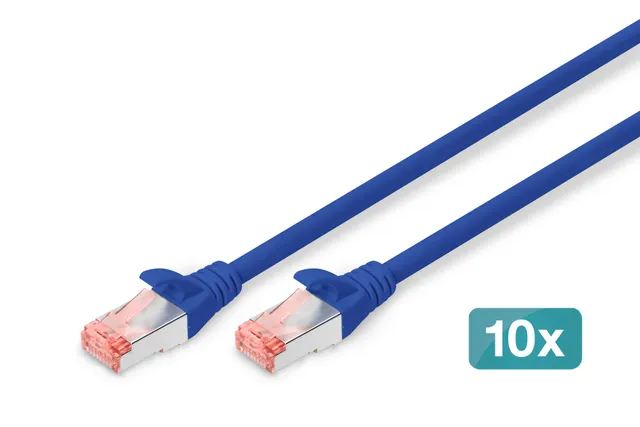CAT 6 S-FTP Patch Cord - 1m (10-Pack) - Blå - 1m