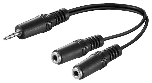 3,5 mm hankabel - 2 x 3,5 mm mono honkabel, 0,2 m
