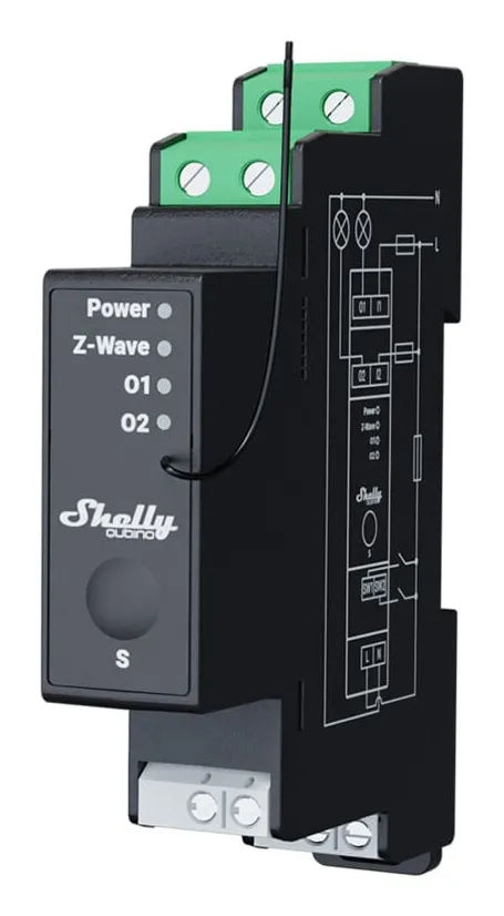 Qubino Wave Pro 2PM - Z-Wave-relä/jalusi, 2 kanaler med effektmätning (24VDC/110-240VAC)