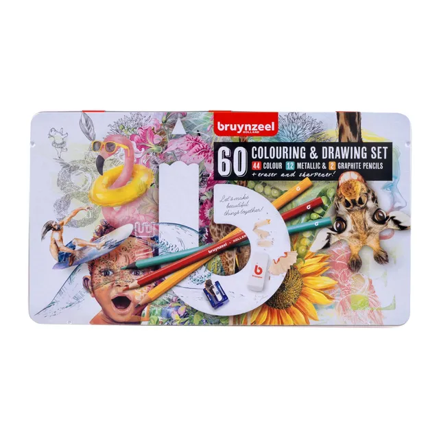 Drawing and Coloring Set Creative Artists Tin 60 Pcs