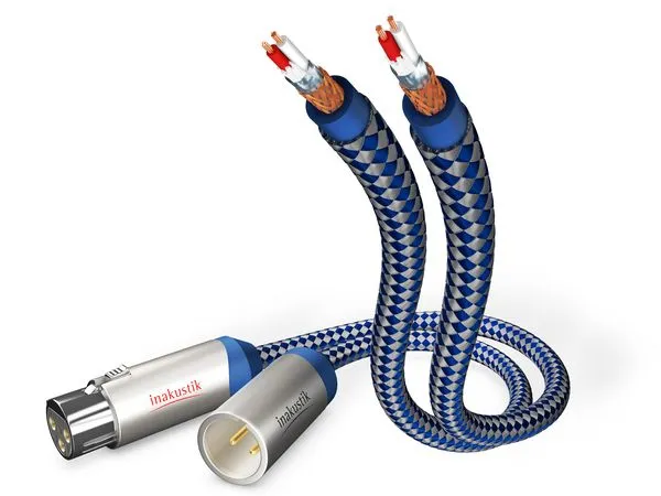 in-akustik Premium Audio - Ljudkabel - XLR hane till XLR hona - 75 cm - dubbelt skärmad - blå, silver - fast