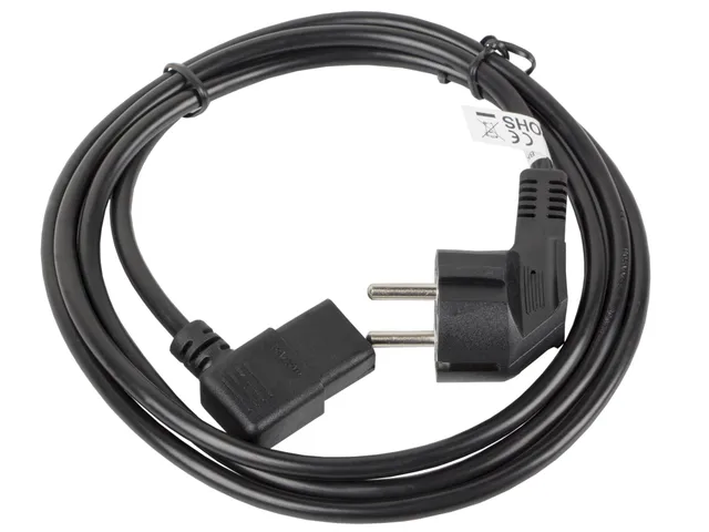 Strömkabel Vinklad C13 (3 meter) Svart
