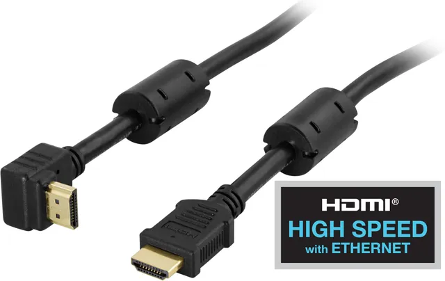Vinklad HDMI-kabel - hane till hane - Svart - 2m
