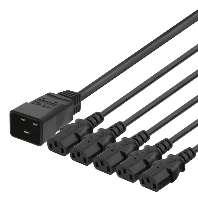Apparatkabel IEC C20 - 5x IEC C13, 3m, 16A/250V, Y-Splitter, s