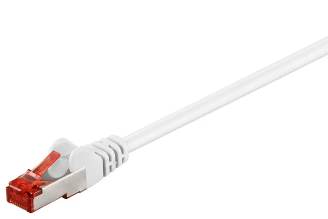 Patchkabel CAT 6, S/FTP (PiMF), vit, 1 m kopparklädd aluminiumtråd (CCA)