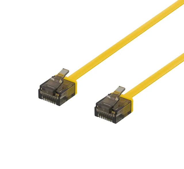 U/UTP Cat6a patch cable, flat, 2m, 1mm thick, yellow