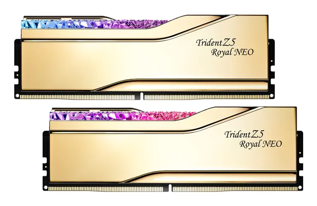 Trident Z5 Royal Neo RGB DDR5-6000 - 48GB - CL26 - Dual Channel (2 pcs) - AMD EXPO - Guld med RGB