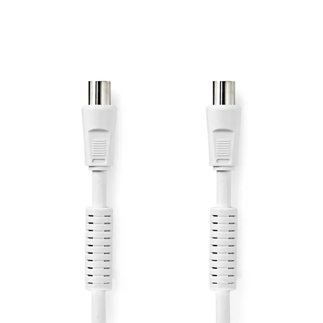 Koaxialkabel | IEC (Koax) Hane | IEC (Koax) Hona | Nickelplaterad | 120 dB | 75 Ohm | Fyra skydd | 10.0 m | Rund | PVC | Vit | Label