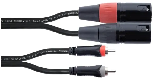 EU 3 MC XLR anslutningskabel [2x XLR 3-pin pluggar - 2x RCA pluggar] 3 m svart