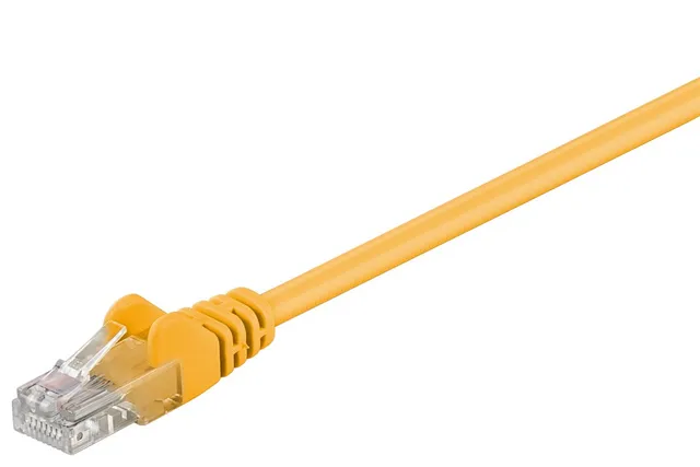 Patchkabel CAT 5e, U/UTP, gul, 1,5 m kopparklädd aluminiumtråd (CCA)