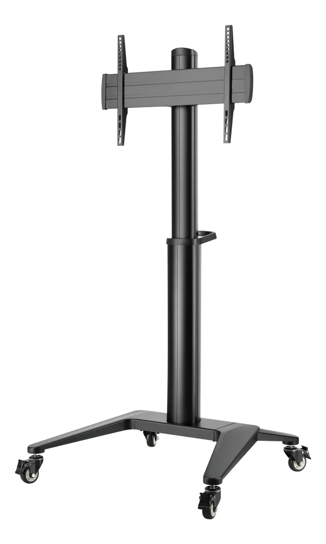Golvstativ Deltaco OFFICE Höjdjusterbar skärmvagn i aluminium med svängbara hjul, 37-70", max 70 kg - Svart