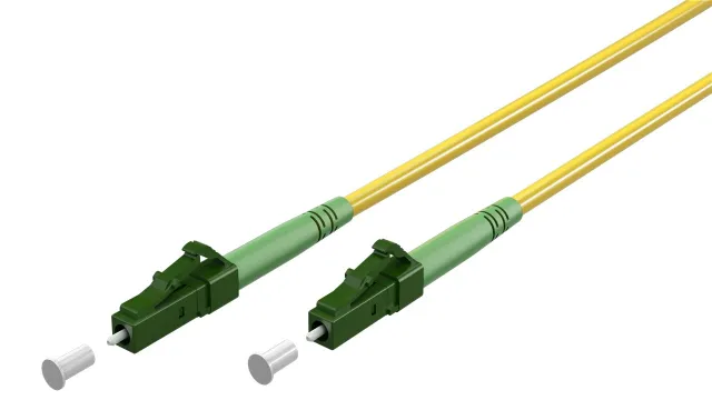 Fiberoptisk kabel (FTTH), Singlemode (OS2) Yellow, gul (Simplex), 25 m plugg LC-APC (8°) > plugg LC-APC (8°), halogenfri kabelhölje (LSZH)