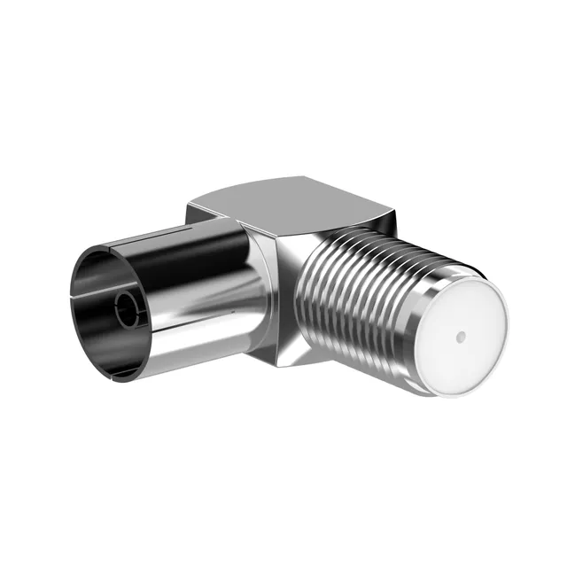 Sinox vinklad hona F-Kontakt, F-typ, Honkoppling, 90°, Metallisk, Metall, Upphängbar förpackning