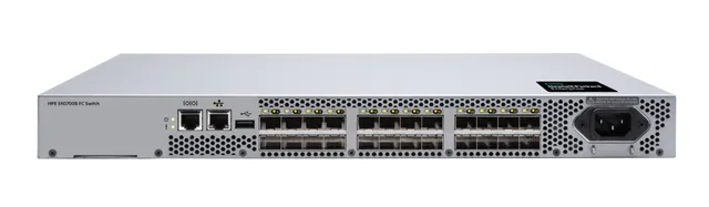 HPE SN3700B 64Gb 24/8 8-port 64Gb Short Wave SFP56 Switch - B-Series - switch - Administrerad - 8 x 64Gb Fibre Channel SFP56 - bakre till främre luftf