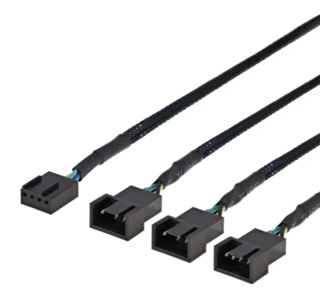 Splitter för PWM-fläktar - 4-stift till 3st 4-stift hona - Svart