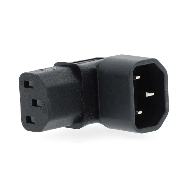 Extension Plug | IEC-320-C13 | IEC-320-C14 | Vinklat 90° | Nickelplaterad | PVC | Svart | Låda | 1 st