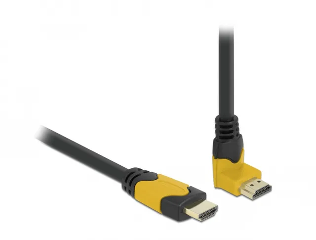 High Speed HDMI kabel hane rak till hane 90° uppåtvinklad 48 Gbps 8K 60 Hz 1m, svart