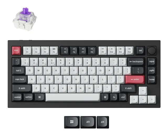 Q1 HE 75% Knob Wireless Tri-Mode Gateron 2.0 Nebula Magnetic Carbon Black