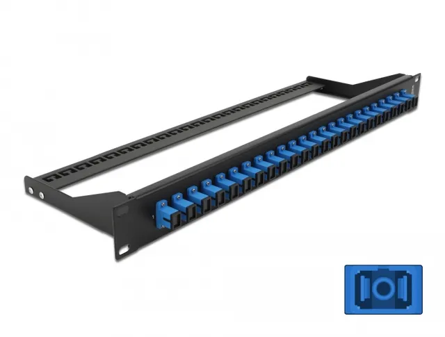 - Patch-panel - stativmonterbar - SC SM X 24 - sort, blå - 1U - 19