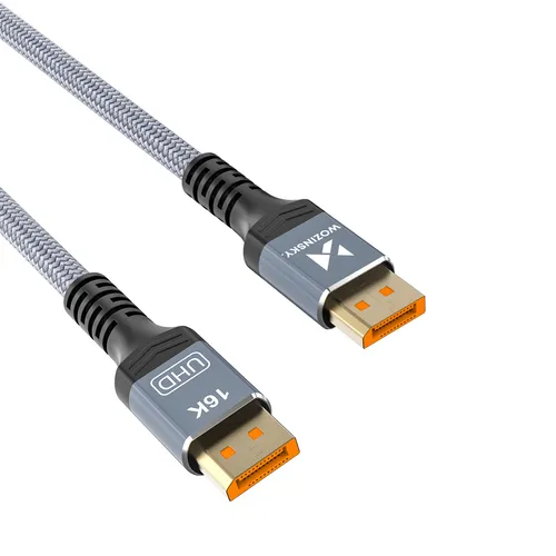 WPS-16AYL1S DisplayPort 2.1 Cable 80Gb/s 16K@60Hz 8K@120Hz 4K@240Hz HDR HDCP DSC 1m - Black