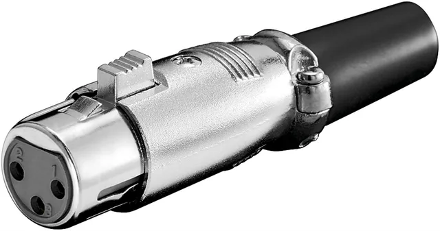 Mikrofonkontakt, 3 Pin med låsregel och skruvad kabelavlastning