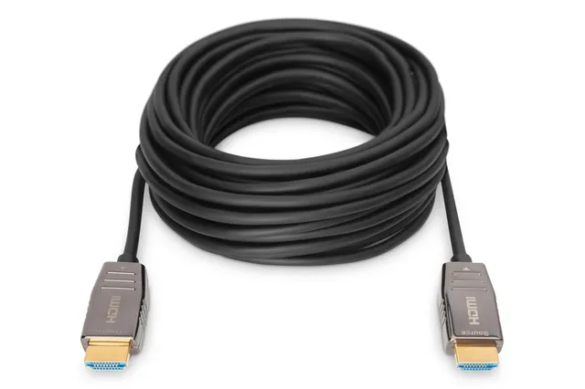 - HDMI-kabel med Ethernet - HDMI kontakt till HDMI kontakt - 15 m - skyddad hybridkoppar/fiberoptik - svart - Active Optical Cable (AOC), 8K UHD-stöd (7680 x 4320)