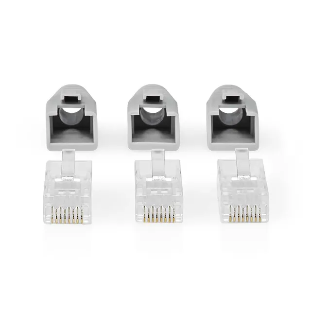 RJ45-kontakt | RJ45 Pass Through | Solid/strängad UTP CAT6 | Rak | Guldplaterad | 10 st. | Polycarbonate | Grå / Svart / Vit | Låda