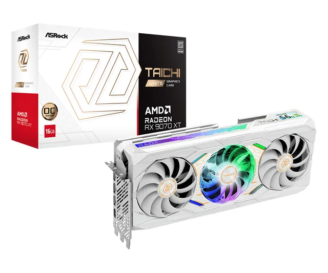 Radeon RX 9070 XT Taichi White OC 16 Gt -näytönohjain