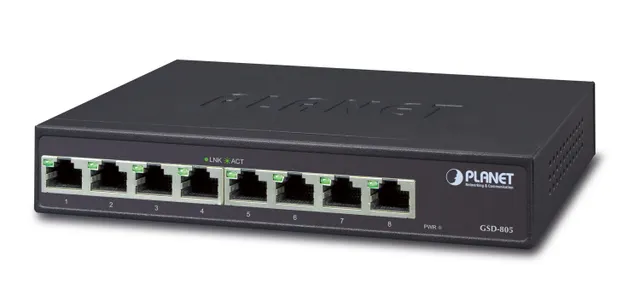 GSD-805 - Switch - 8 x 10/100/1000 - skrivb