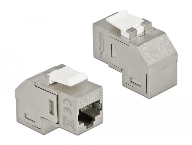 Keystone Module RJ45 jack to RJ45 jack Cat.6A 90° angled