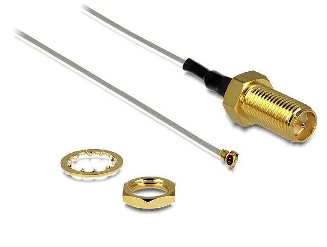 - Antennkabel - RP-SMA (hona) till I-PEX (hane) - 20 cm - koaxial - grå