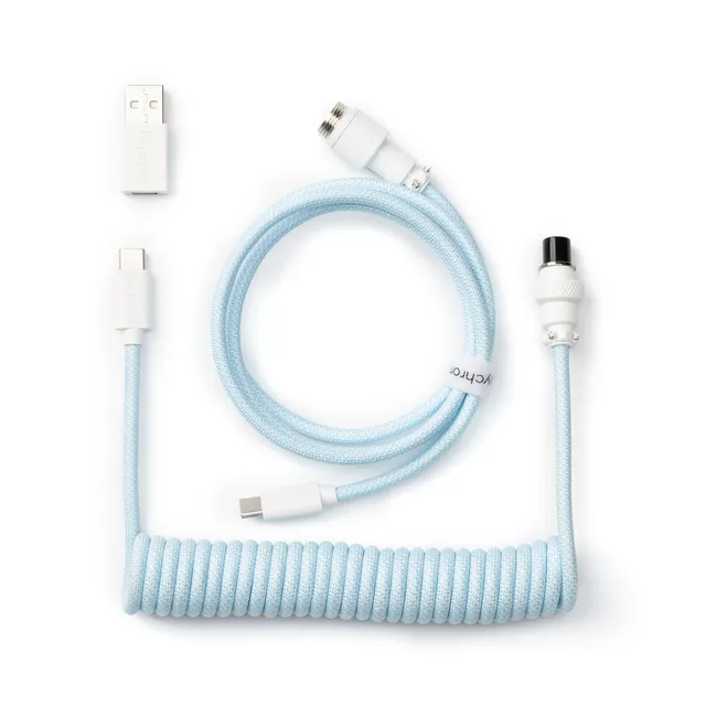Anpassad Spiralformad Aviator 8K USB-kabel (ljusblå)