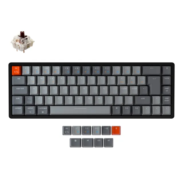 K6 RGB Aluminium Wireless Hot Swap Gateron Brown - Gaming Keyboard - Utan numpad - Nordisk - Svart