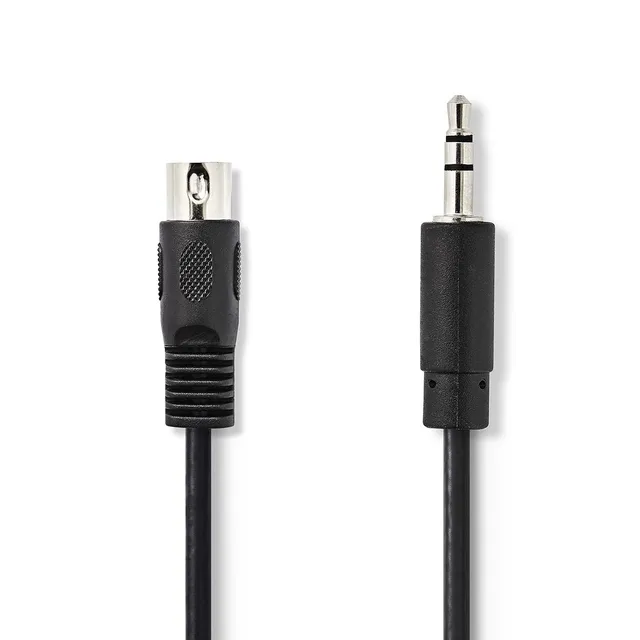 DIN ljudkabel | DIN 5-Pin Hane | 3.5 mm Hane | Nickelplaterad | 2.00 m | Rund | PVC | Svart | Label