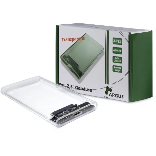 Inter-Tech Argus GD-25000 - Förvaringslåda - 2.5 - SATA 6Gb/s - USB 3.0 - transparent