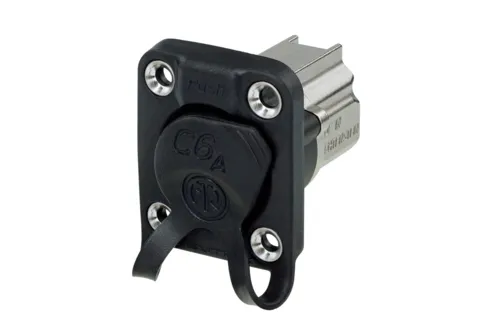 NE8FDX-P6-W, RJ45 female, Svart, Vit, Gummi, Zink, Cat6a, Guld, TIA/EIA IEC/ISO/EN