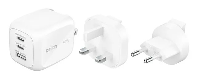 Väggladdare GaN USB-C 70W PD med resepluggar