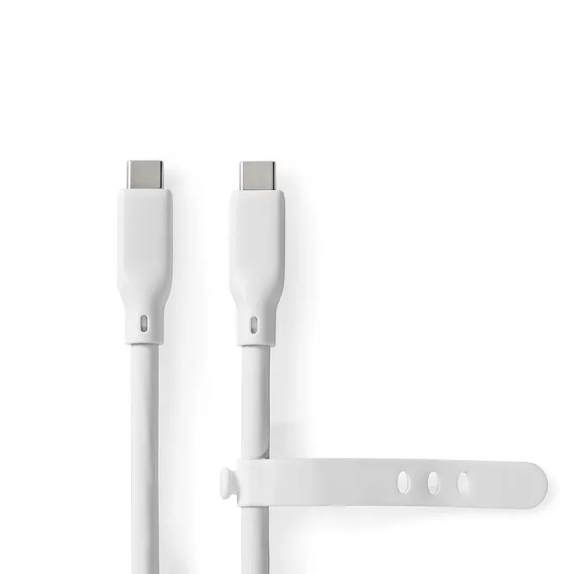 USB-kabel | USB 3.2 Gen 2 | USB-C™ Hane | USB-C™ Hane | 240 W | 8K@30Hz | 20 Gbps | Nickelplaterad | 1.00 m | Rund | Silikon | Vit | Låda