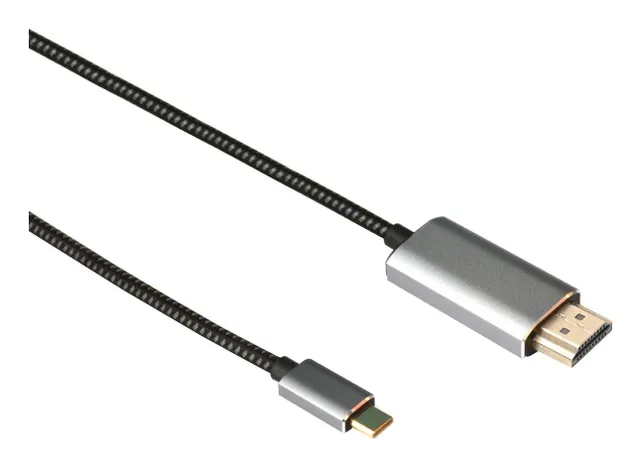 2m Usbc till HDMI 4K 60Hz nylonflätad kabel space grey stöd för HDCP1.4 och 2.2 Ren koppar 99,99%