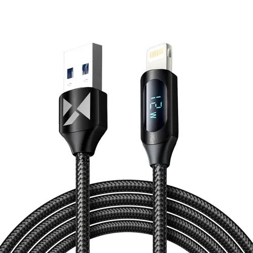 USB-A Cable - Lightning WUALC2 with LED Display 2.4A 2m - Black