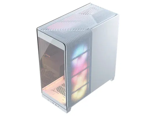 CORSAIR iCUE LINK FRAME 4500X LX-R RGB - Mid tower - utökad ATX - genomskinlig sidopanel (härdat glas) - ingen strömförsörjning (ATX) - vit - USB/ljud