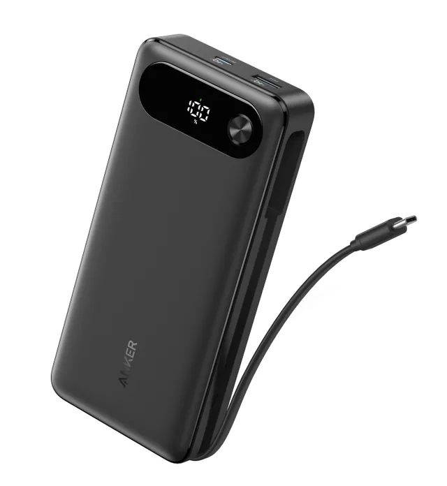 Power bank - inbyggd USB-C-kabel - 20000 mAh - 87 watt - IQ 3.0 - 3 utdatakontakter (2 x USB-C, USB)