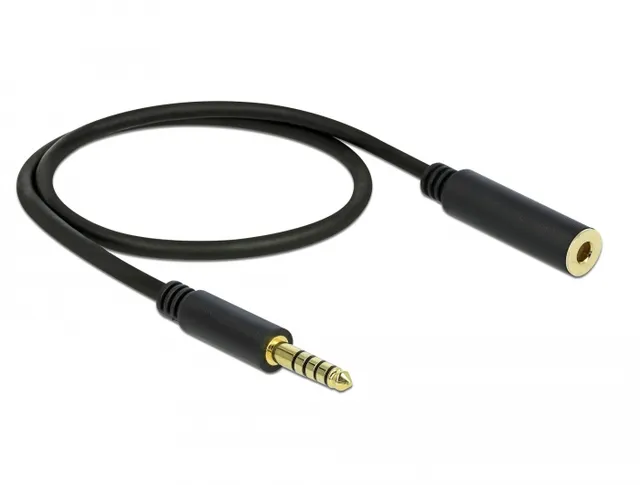 - Ljudförlängningskabel - balanserad stereo 4,4 mm hane till balanserad stereo 4,4 mm hona - 0.5 m - svart